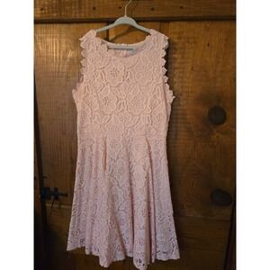 TWEEN DIVA - Girls Pink Floral Lace Sleeveless Fit and Flare Party Dress Size 12